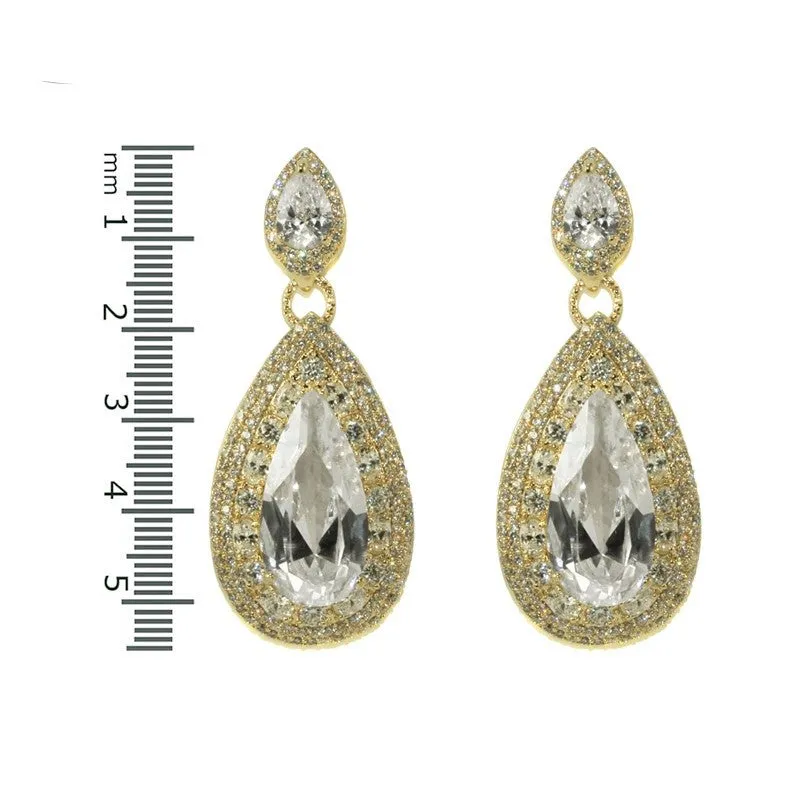 Bridey Pear Chandelier Earrings | 18k Gold | 55mm