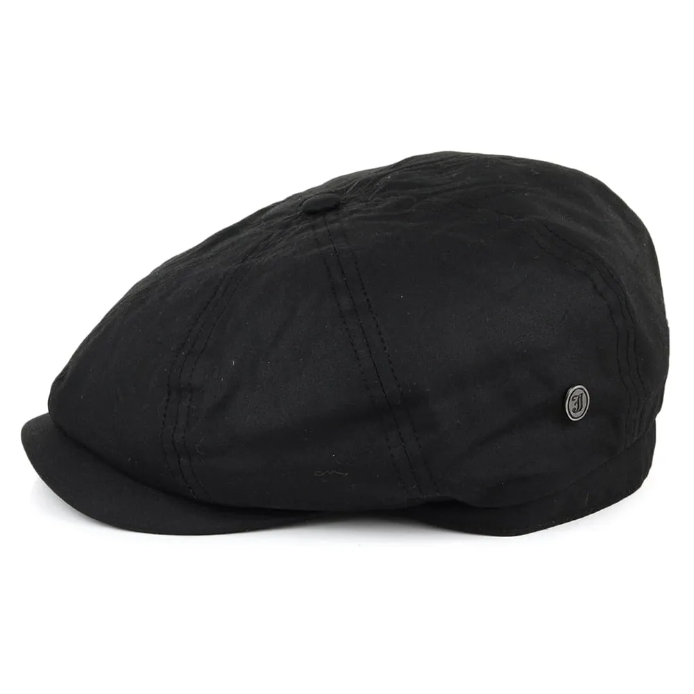 British Millerain Waxed Cotton Newsboy Cap - Black