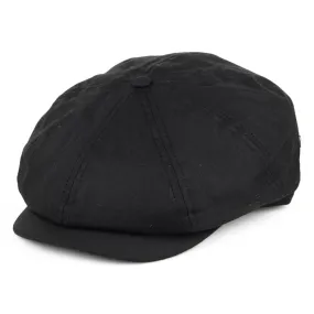 British Millerain Waxed Cotton Newsboy Cap - Black