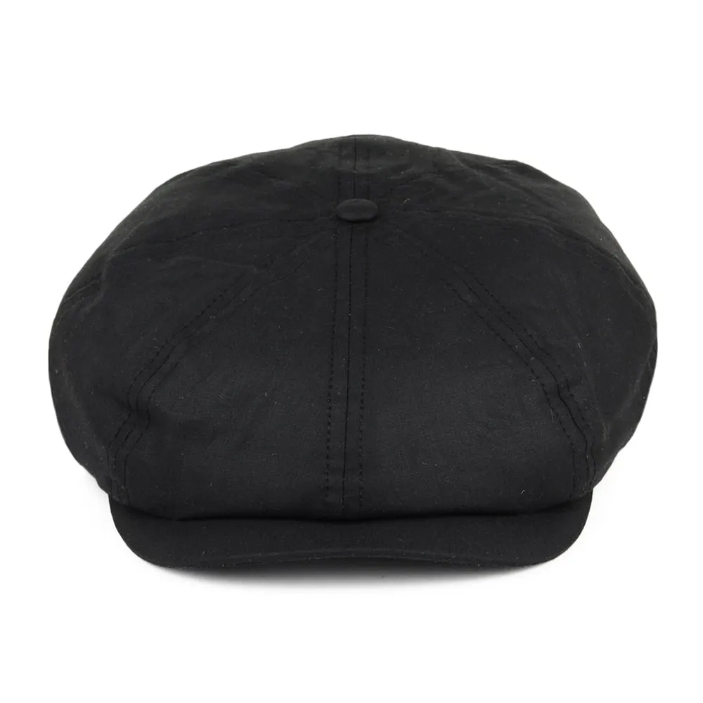 British Millerain Waxed Cotton Newsboy Cap - Black