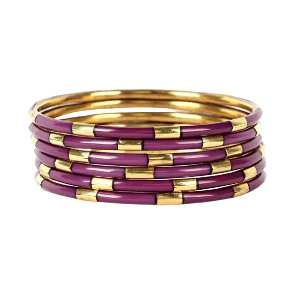 BuDhaGirl | Set of Six | Veda Bangles in Amethyst