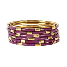 BuDhaGirl | Set of Six | Veda Bangles in Amethyst