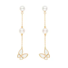 Butterfly and Pearl Drop Earrings