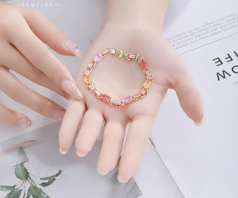 Caibao series color contrasting light luxury design round bracelet ins trendy retro niche high-end