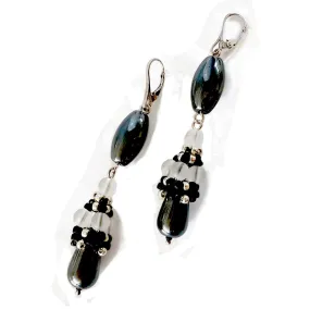 Calming Princess Earrings - Beaded Cap Haematite Long Dangle | KJ-371E | Handmade Earrings