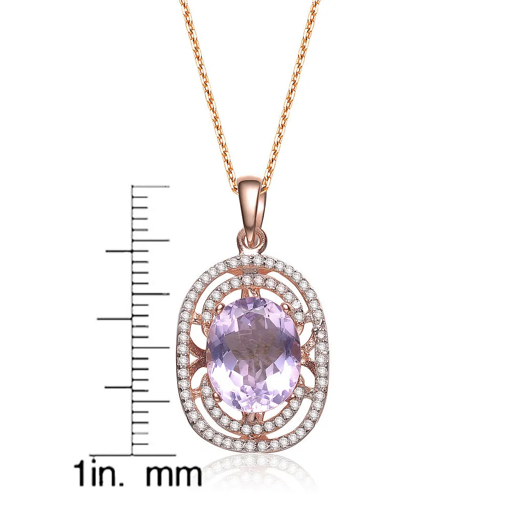 Caroline Rose Plated Oval Amethyst Pendant