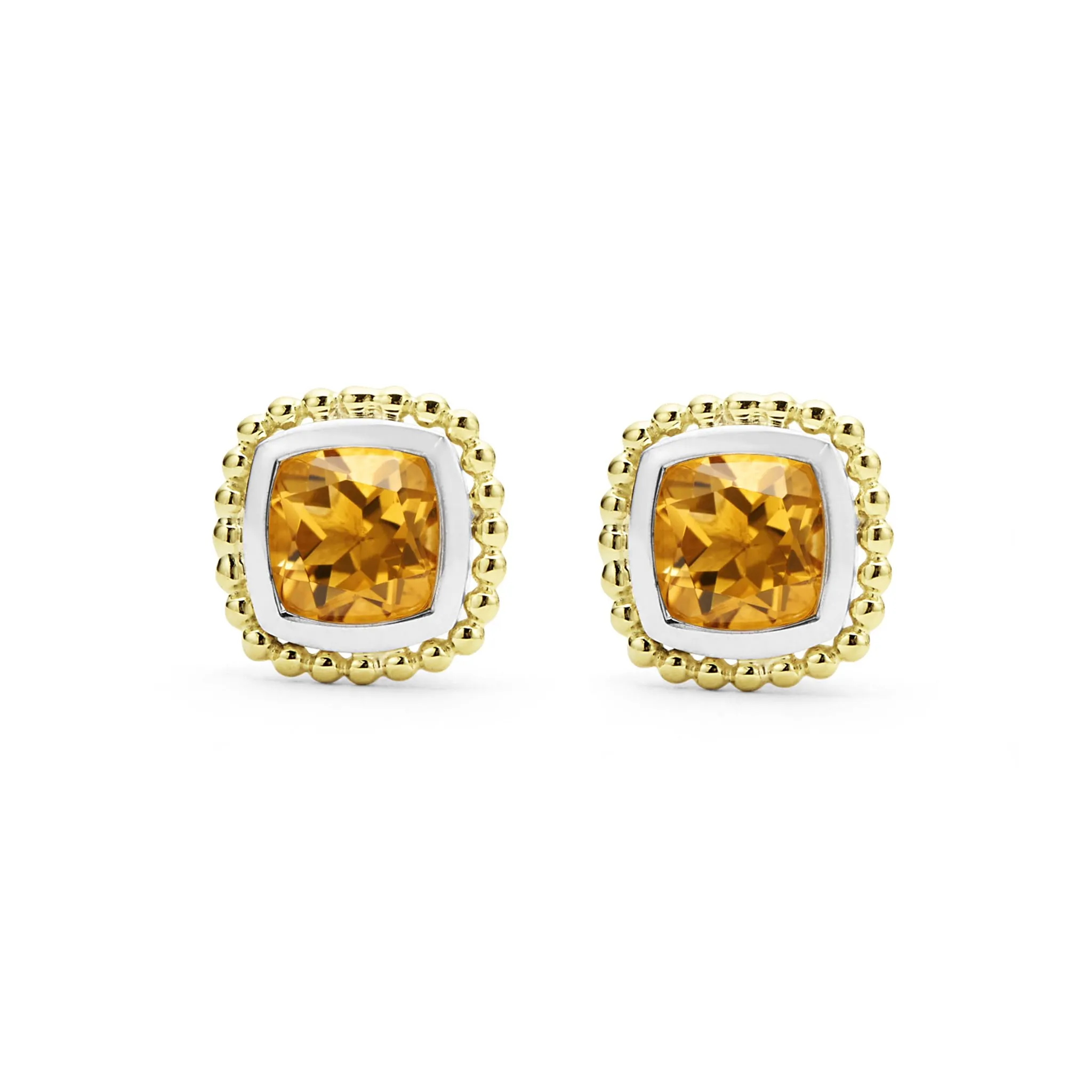 Caviar Color Citrine Caviar Stud Earrings