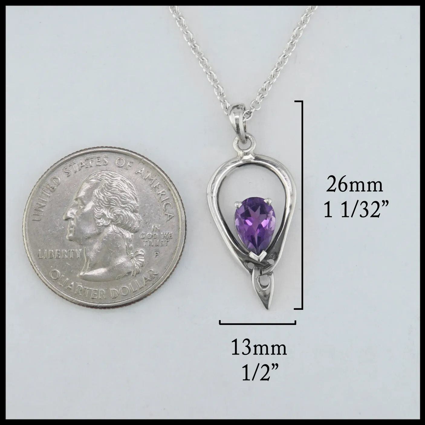 Celtic Drop Pendant and Earring Set with Amethyst