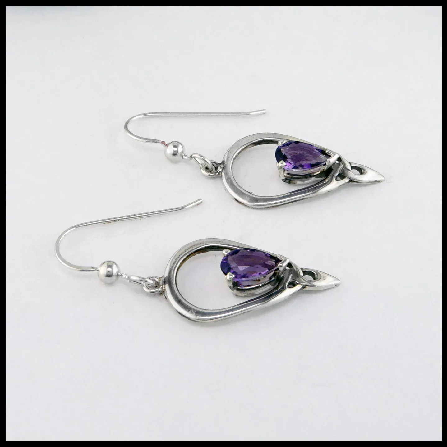 Celtic Drop Pendant and Earring Set with Amethyst