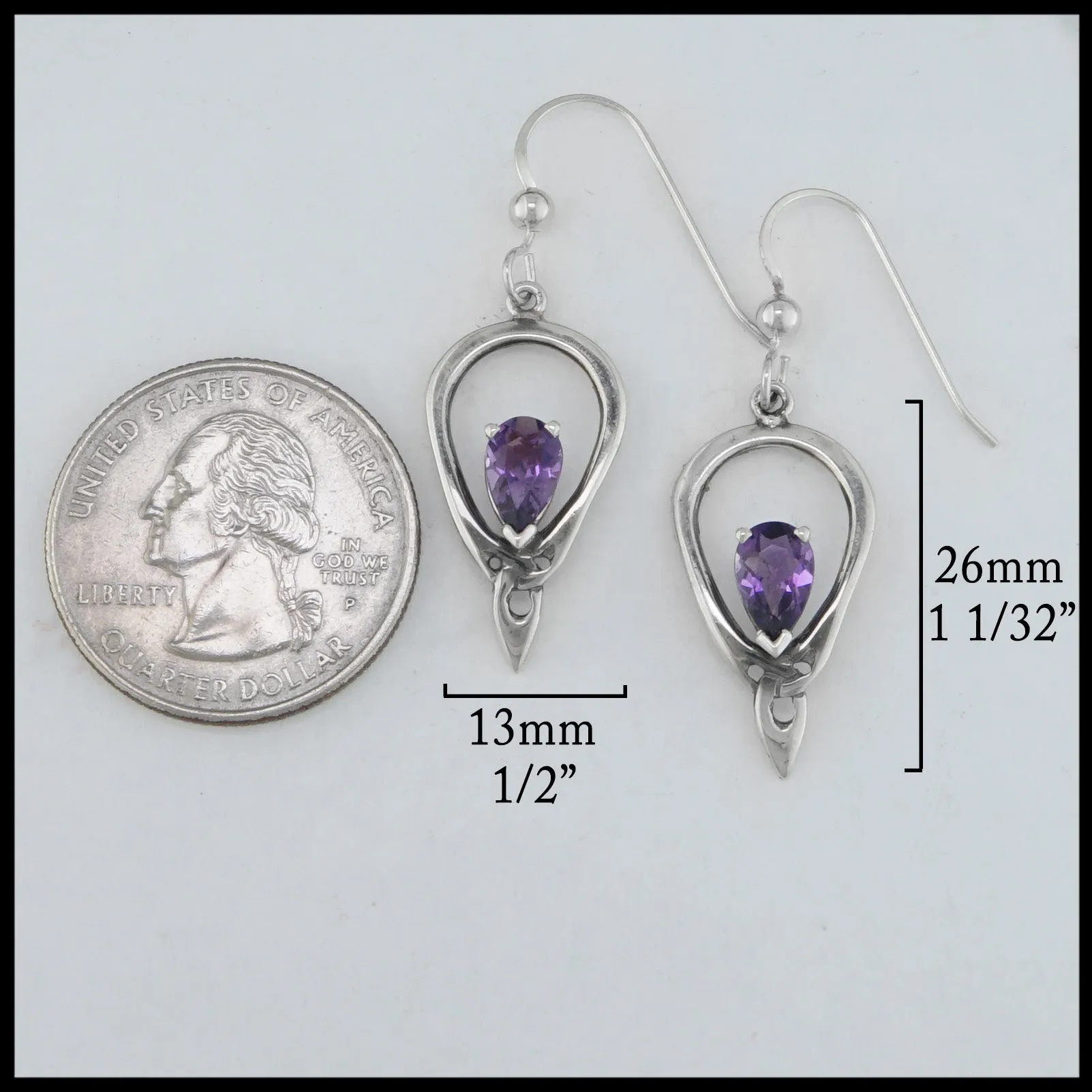 Celtic Drop Pendant and Earring Set with Amethyst