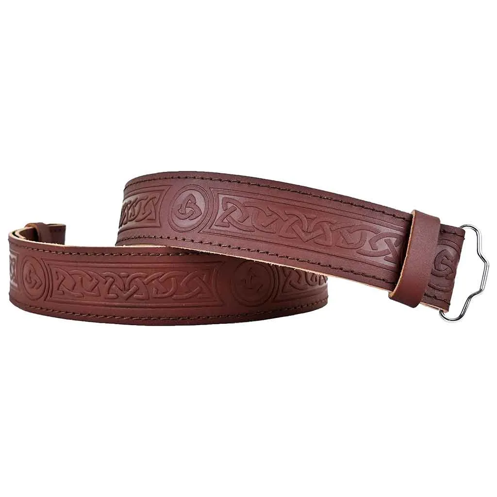 Celtic Knot Kilt Belt Brown