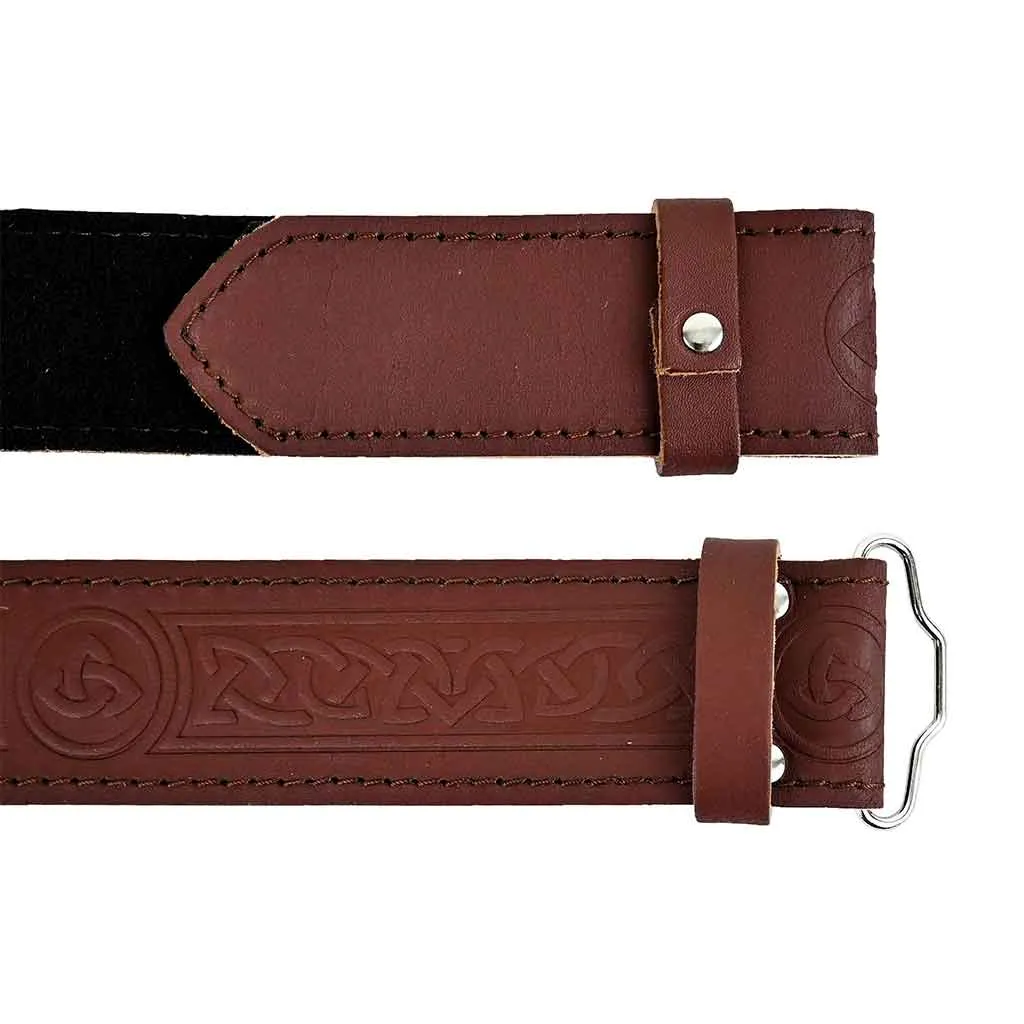 Celtic Knot Kilt Belt Brown