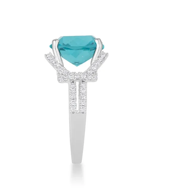 Charlene Aqua Blue Silver Statement Ring | 9ct