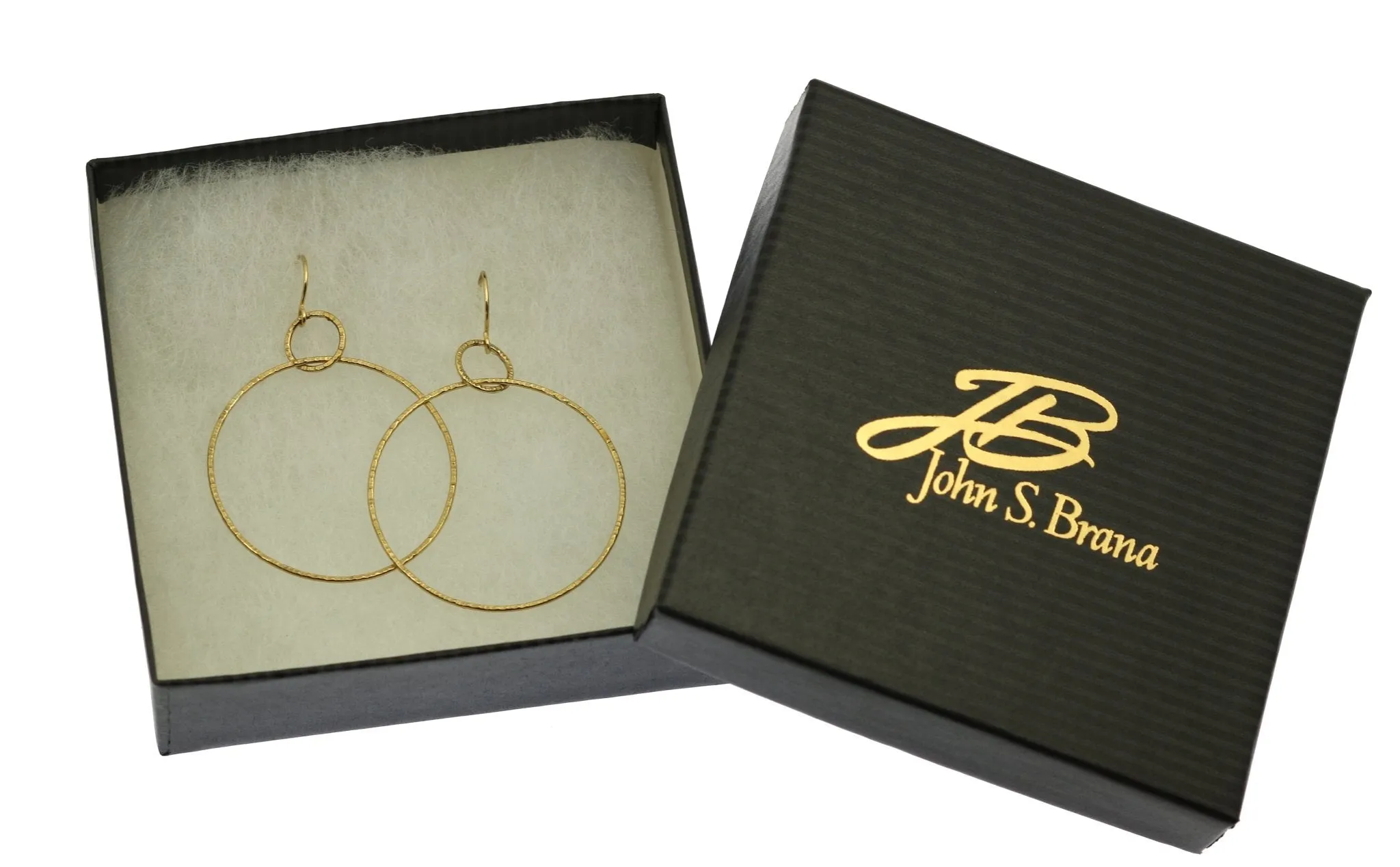 Chased Nu Gold Brass Hoop Earrings