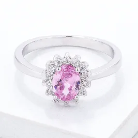 Chesna Oval Pink Halo Ring | 2ct