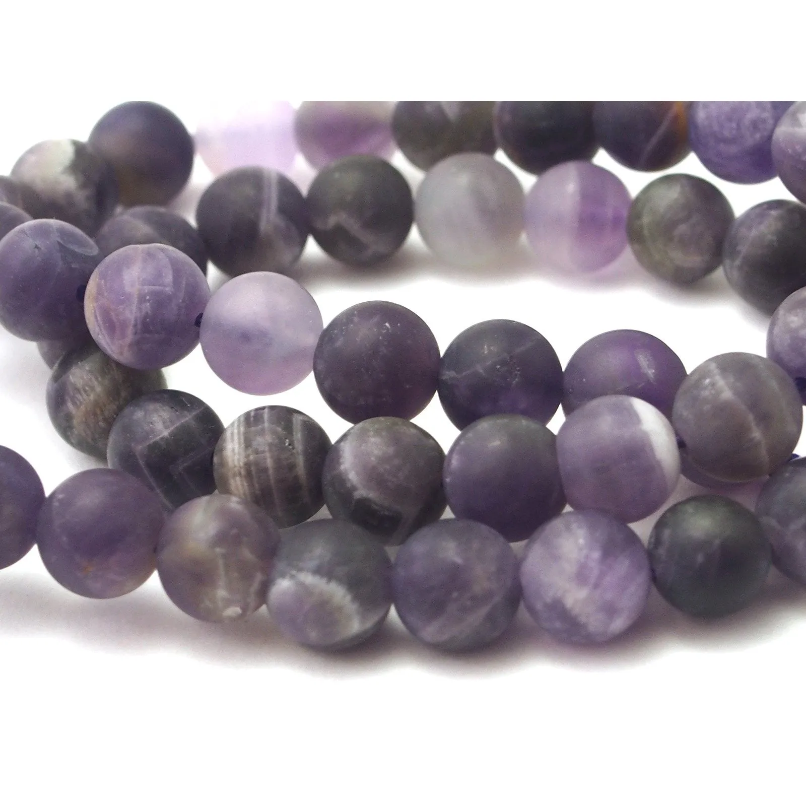 Chevron Amethyst Matte Smooth Rounds 8mm Strand