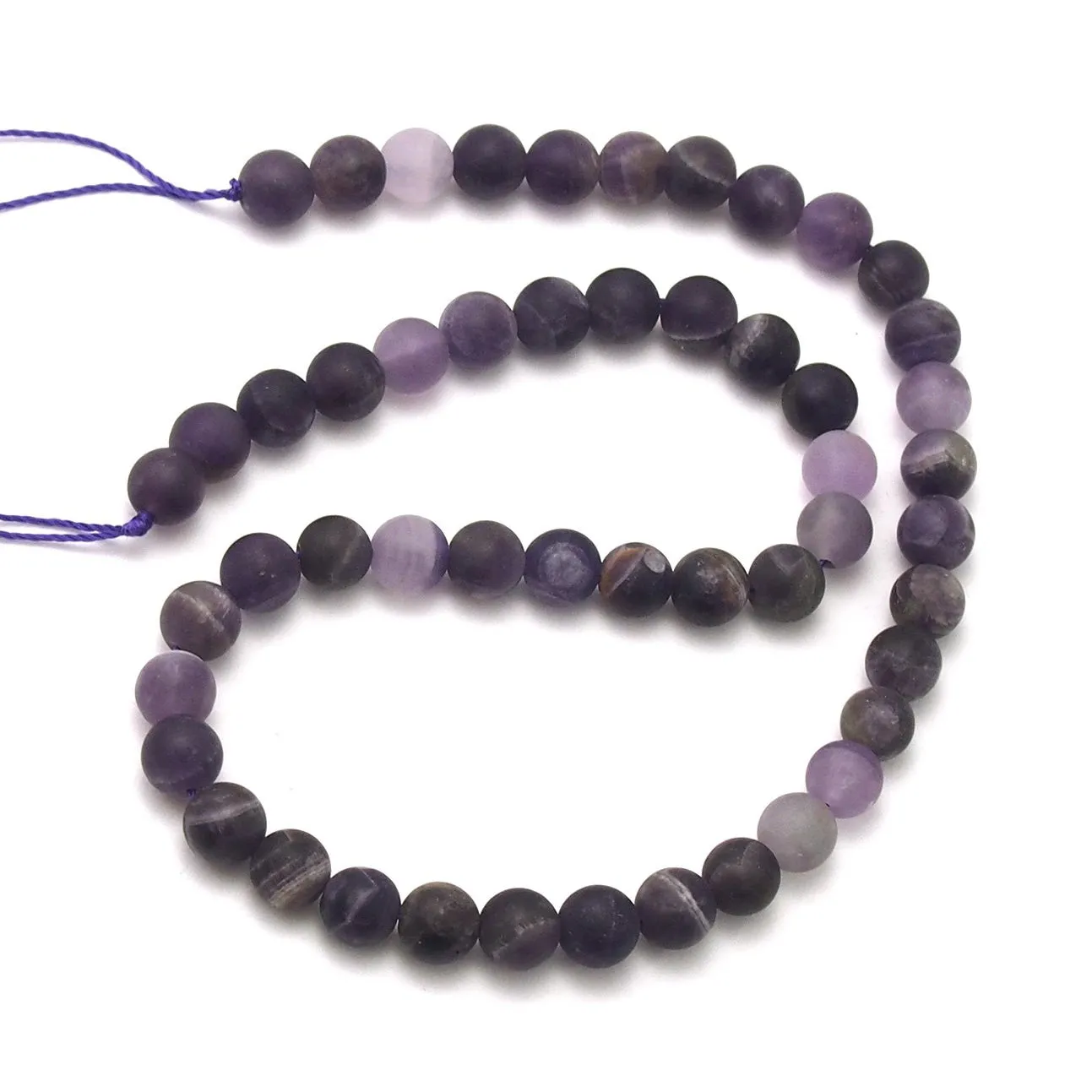 Chevron Amethyst Matte Smooth Rounds 8mm Strand