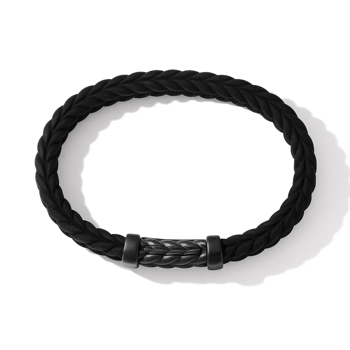 Chevron Black Rubber Bracelet with Black Titanium