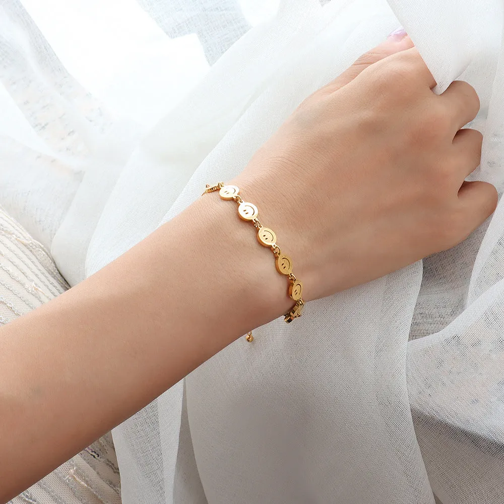 Chic Smiley Face Bracelet - Trendy Korean Style Bracelet for Women