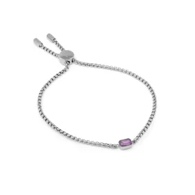 Children's February Amethyst Birthstone Bracelet - Silver