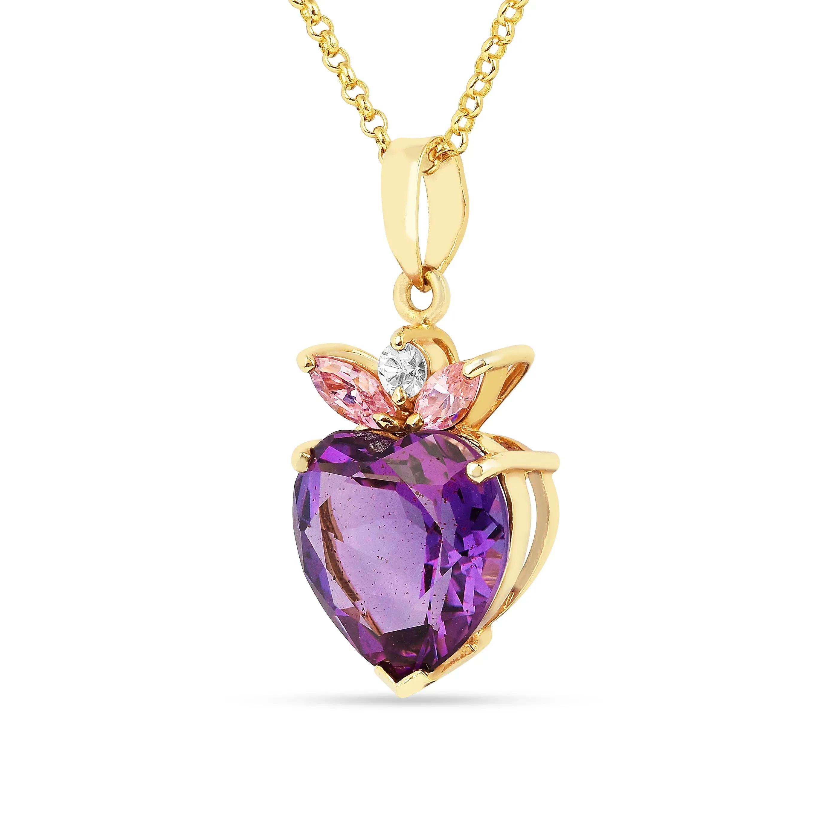 Chunky Amethyst Heart Pendant Necklace