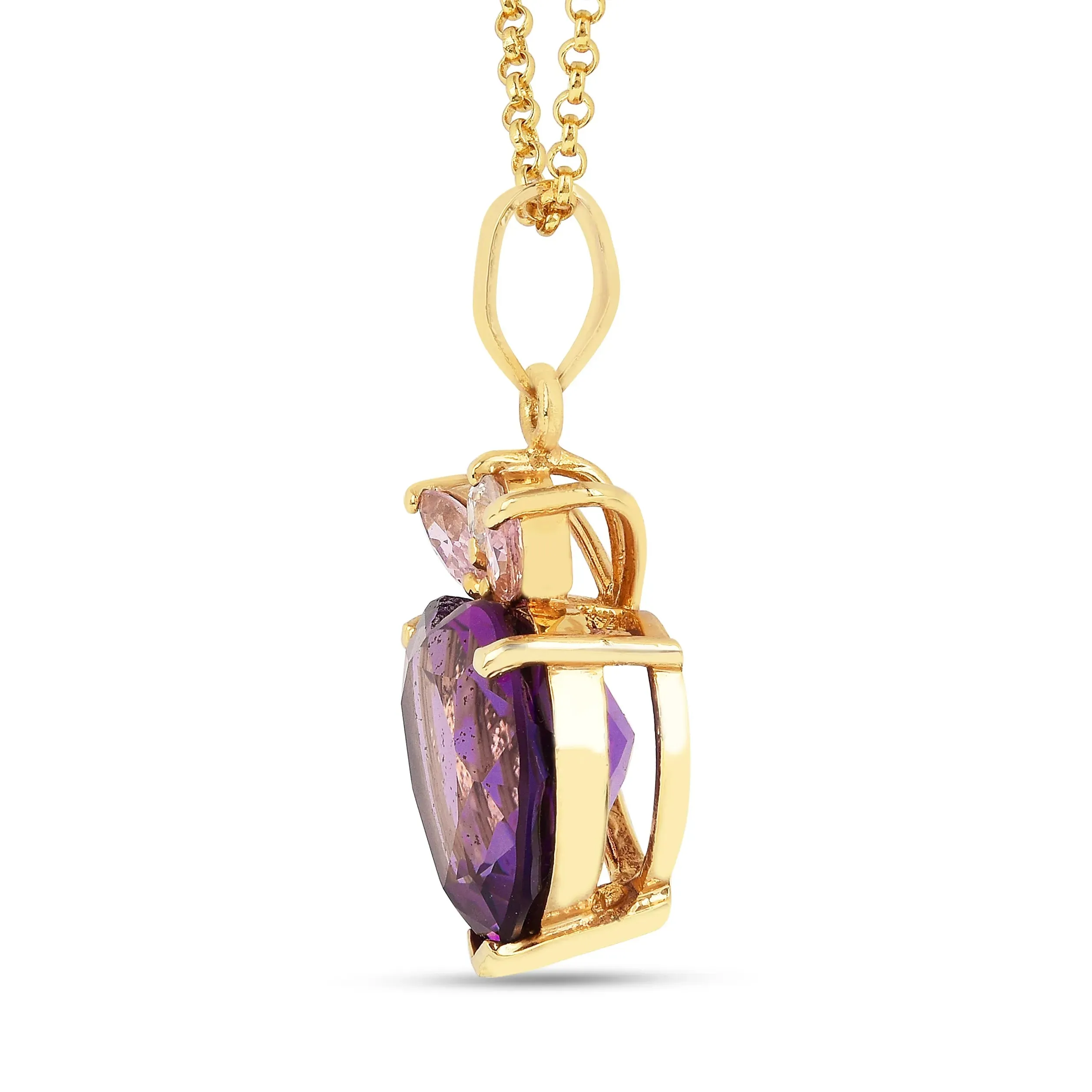 Chunky Amethyst Heart Pendant Necklace