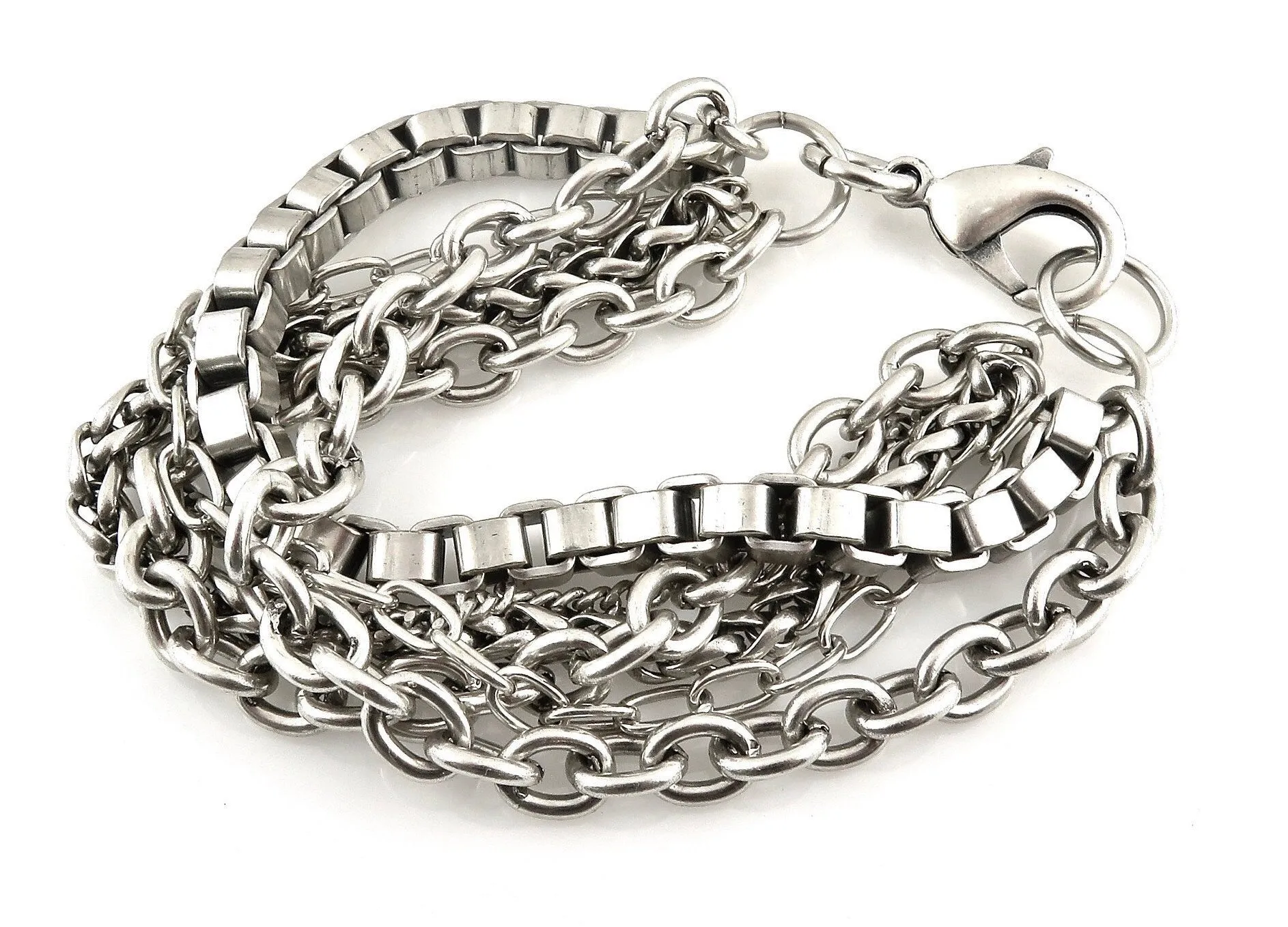 Chunky Silver Multi Strand Bracelet