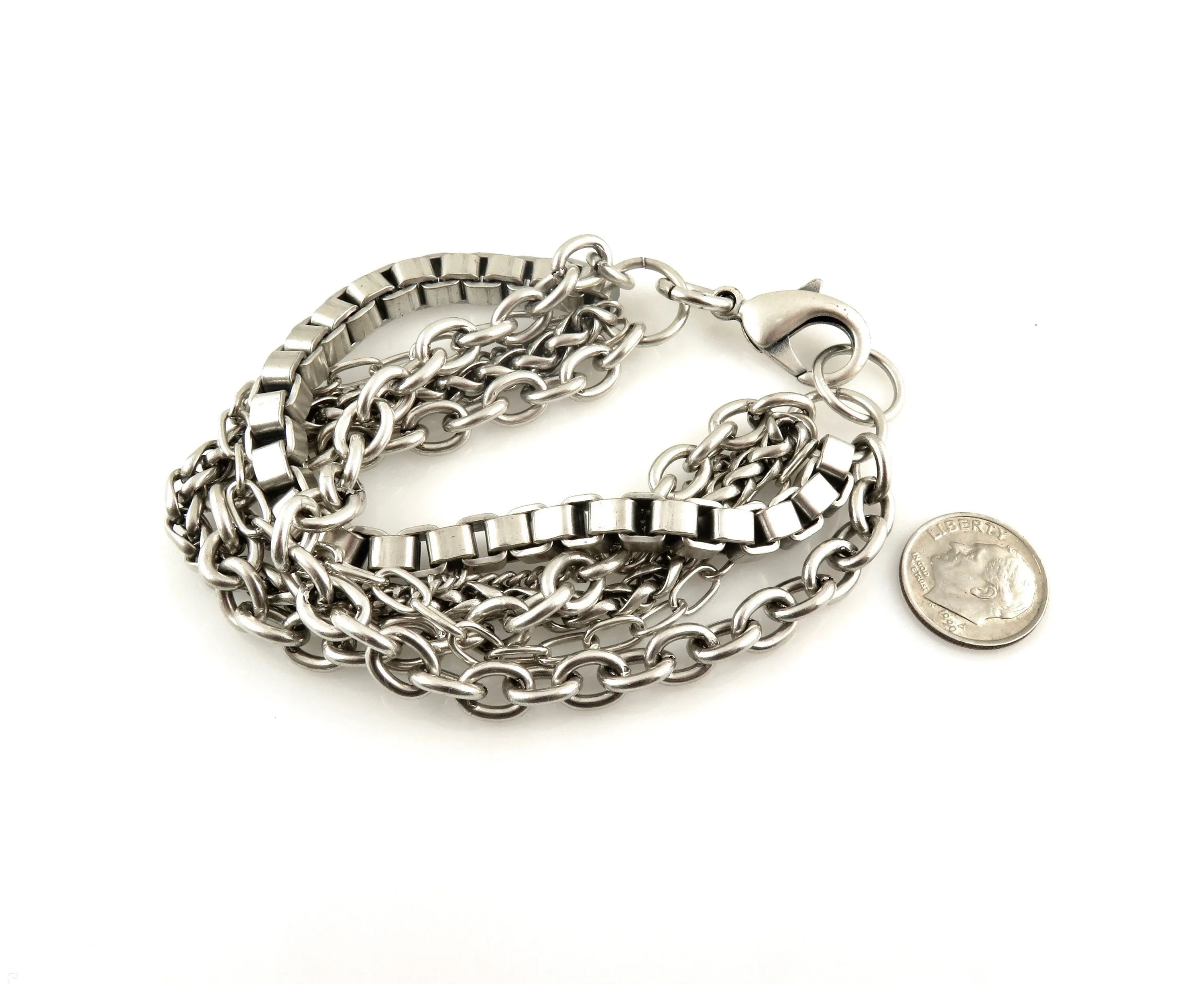 Chunky Silver Multi Strand Bracelet