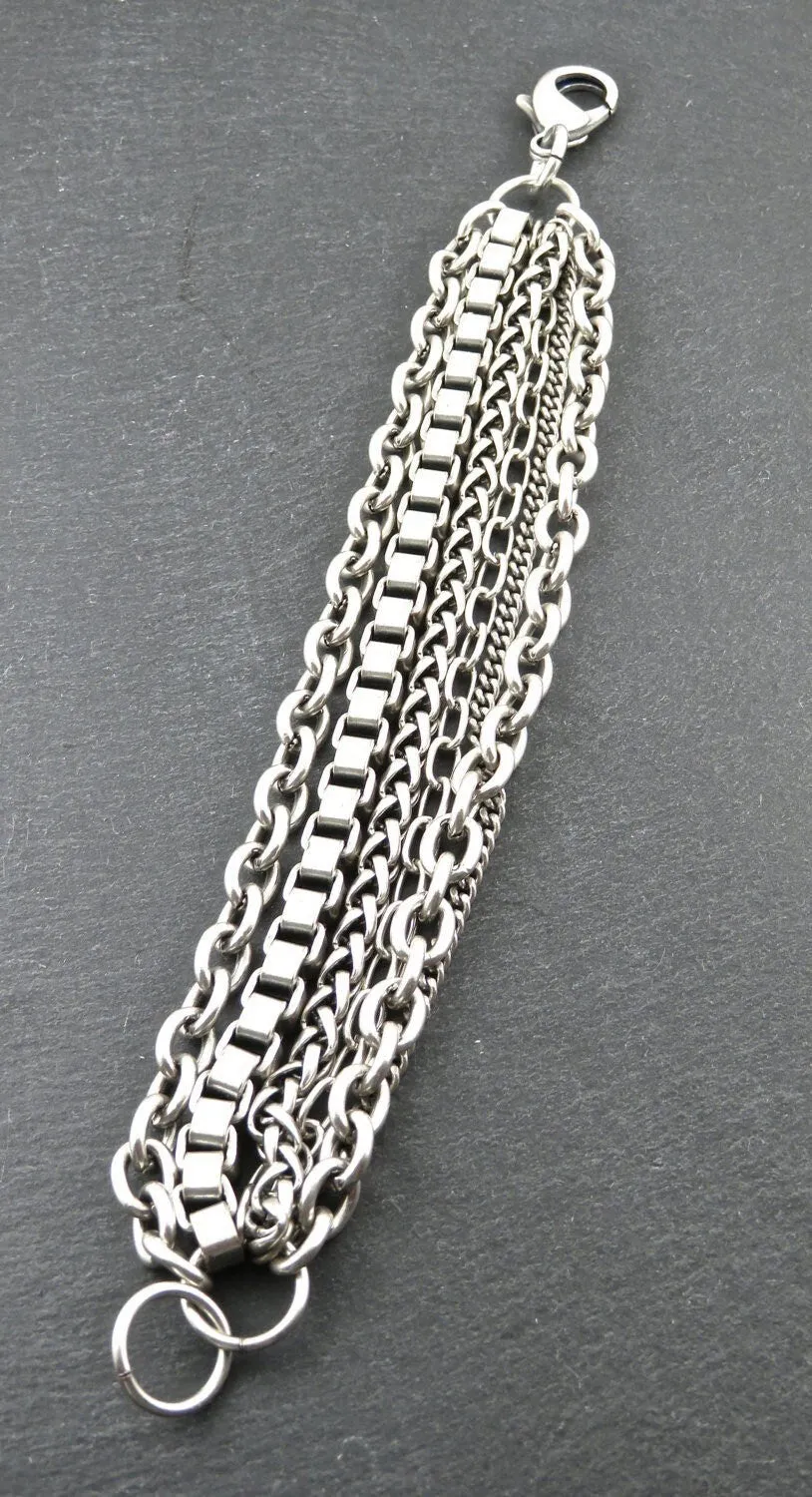 Chunky Silver Multi Strand Bracelet