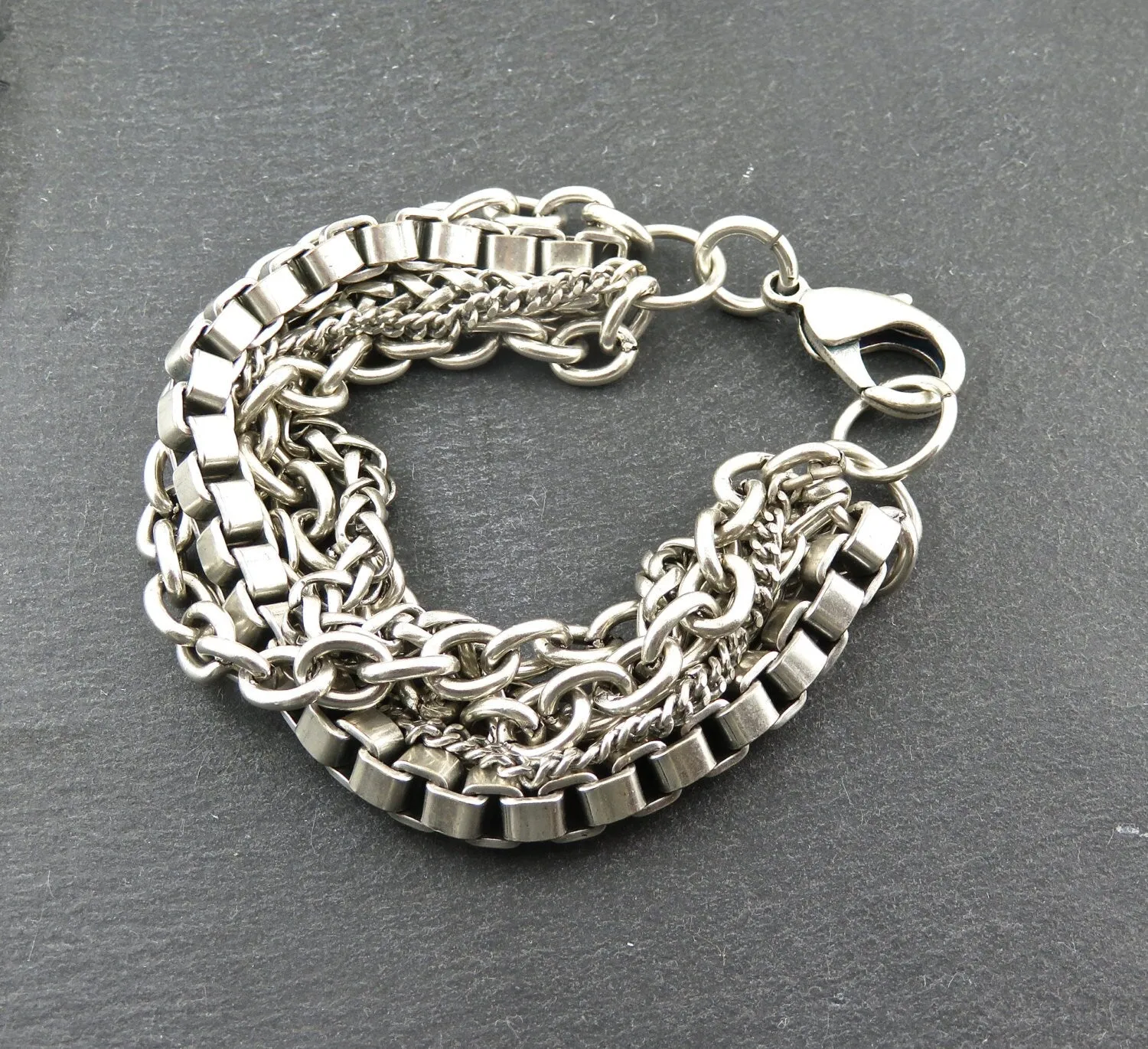 Chunky Silver Multi Strand Bracelet