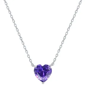 Classic Women's Necklace - Silver Amethyst February Heart Perciosa Crystal | M-7123