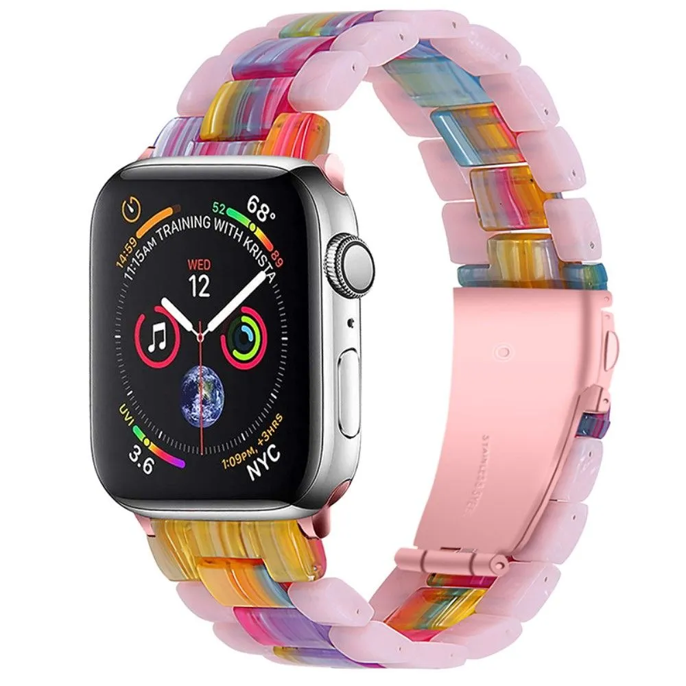 Color splice resin watch strap for Apple Watch (45mm) - Glitter Pink / Colorful