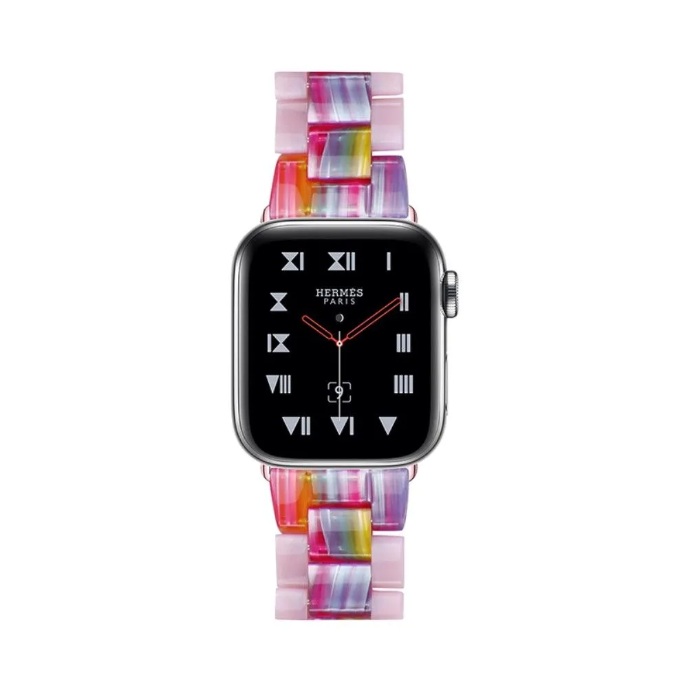 Color splice resin watch strap for Apple Watch (45mm) - Glitter Pink / Colorful