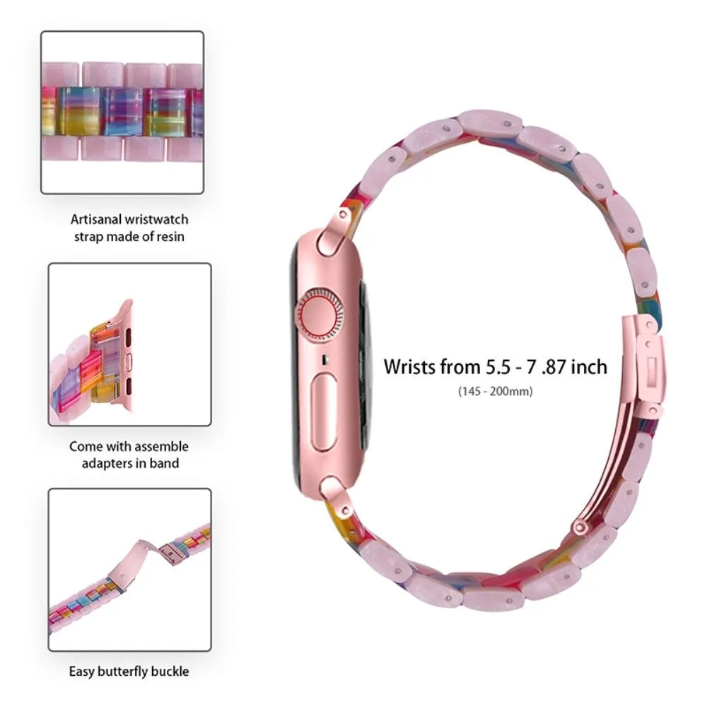 Color splice resin watch strap for Apple Watch (45mm) - Glitter Pink / Colorful