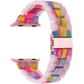 Color splice resin watch strap for Apple Watch (45mm) - Glitter Pink / Colorful