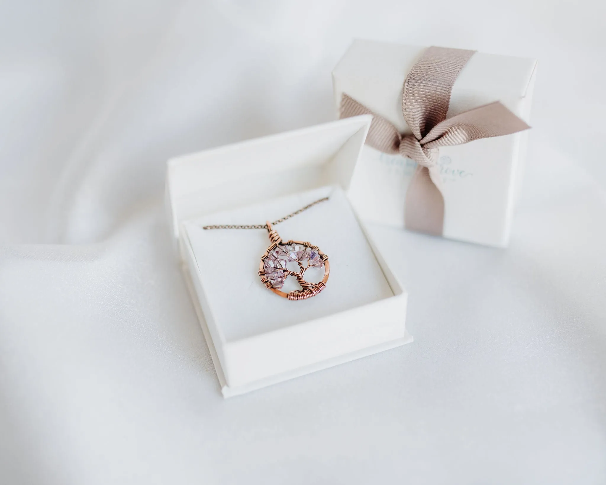 Copper Amethyst Tree of Life Crystal Necklace (February)