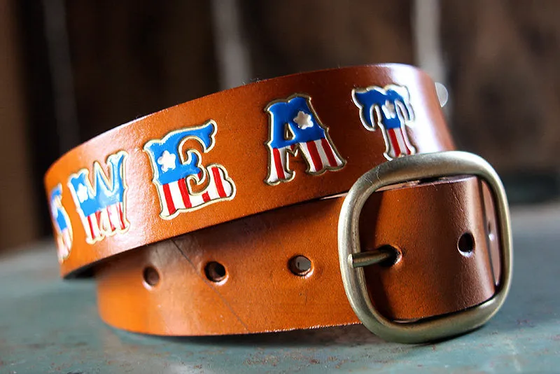 Copy of American Flag Personalized Name Leather Belt