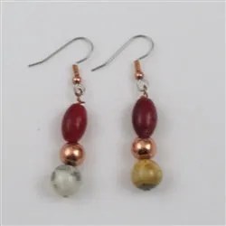 Crazy Lace Agate Gemstone & Copper Earrings