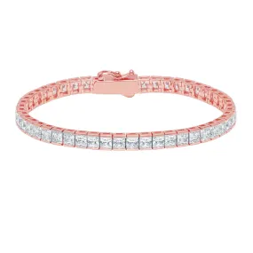 Crislu 18KT Rose Gold Plated Sterling Silver Princess Cut Cubic Zirconia 7-inch Tennis Bracelet