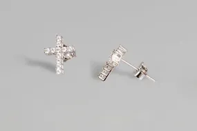 Cross Earrings: Ridge Silver