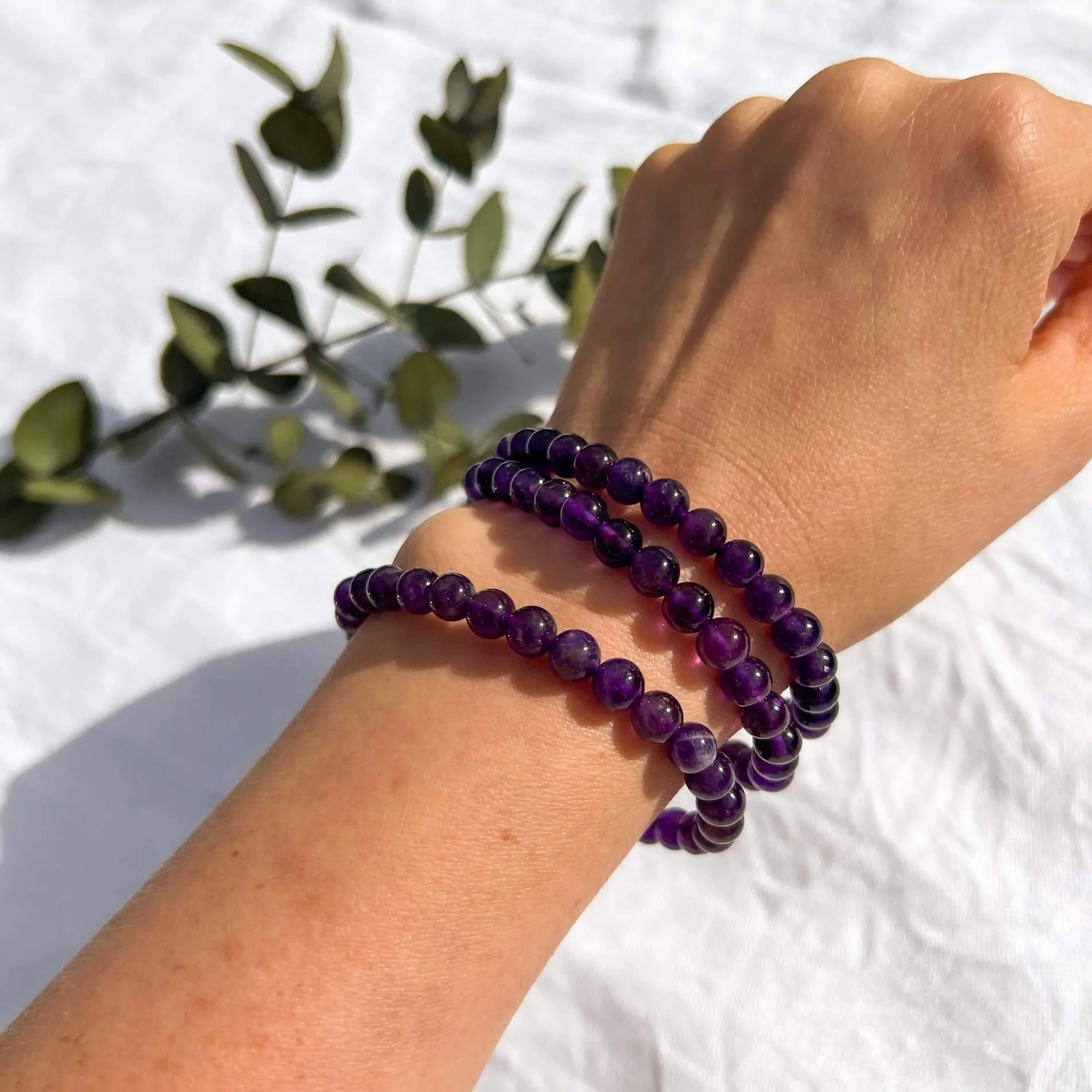 Crystal Bead Bracelet -  Amethyst