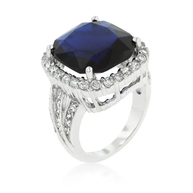 Dalphine Sapphire Cushion CZ Cocktail Ring | 22ct