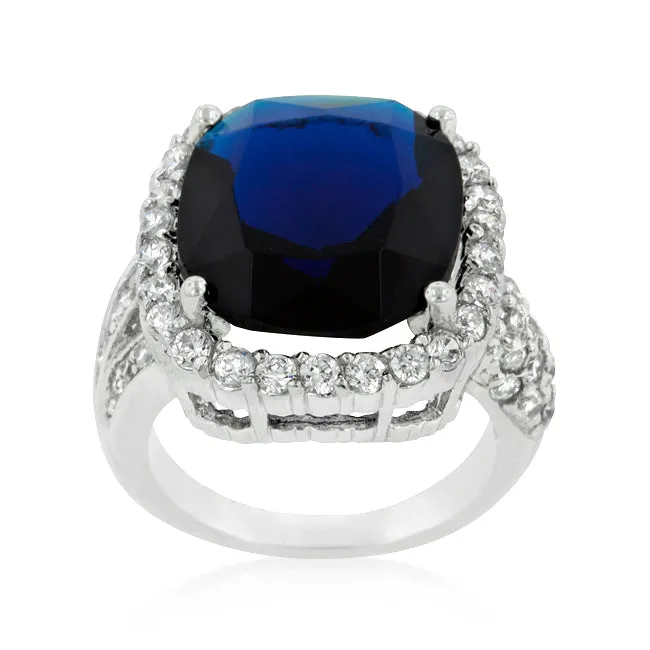 Dalphine Sapphire Cushion CZ Cocktail Ring | 22ct