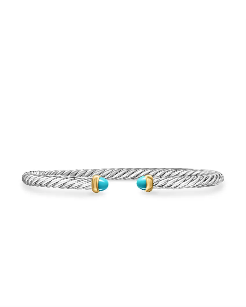 David Yurman Cable Flex Bracelet in Sterling Silver with 14K Yellow Gold, 4mm