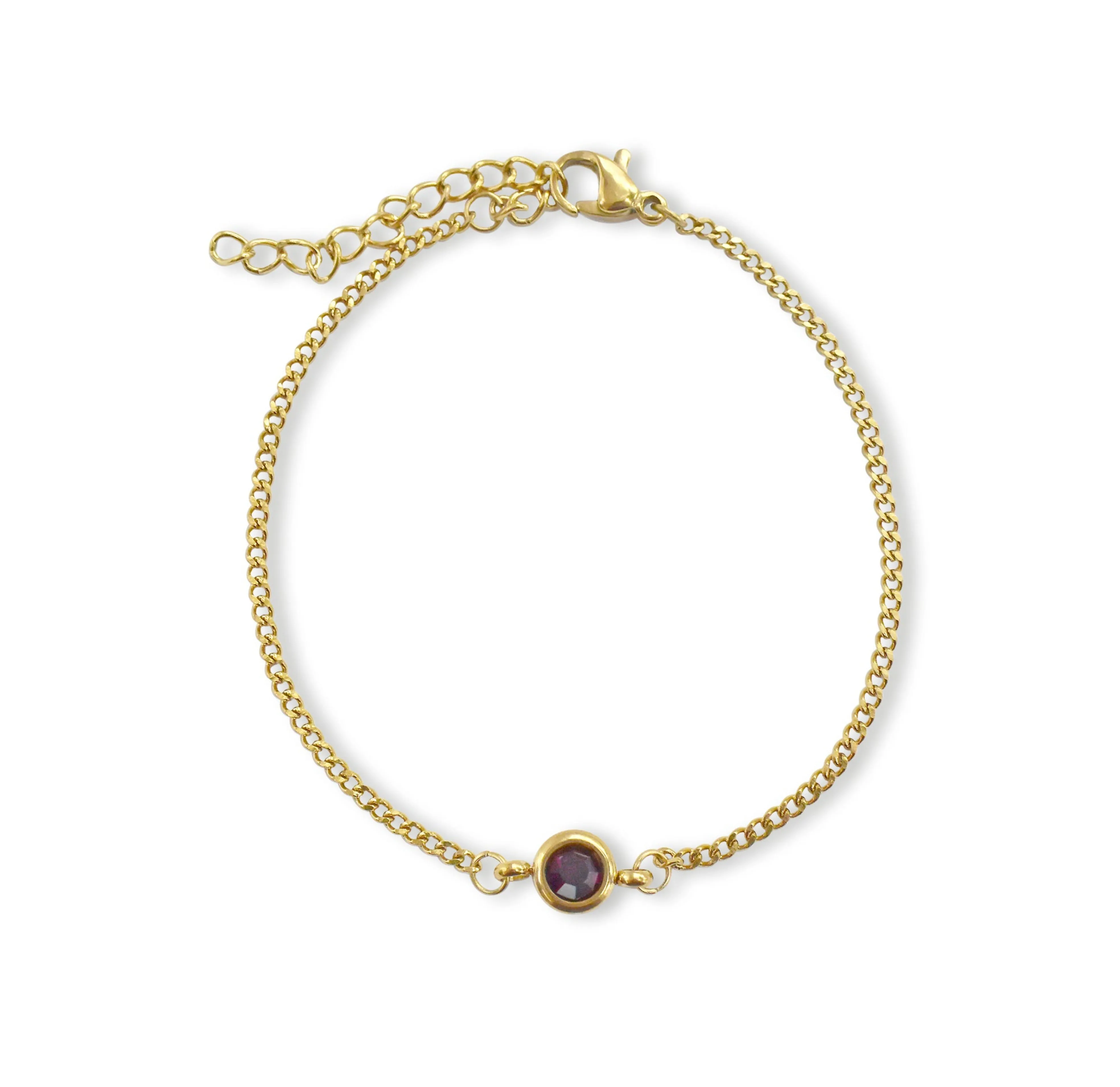 DELILAH GOLD DAINTY AMETHYST BIRTHSTONE BRACELET - FEBRUARY