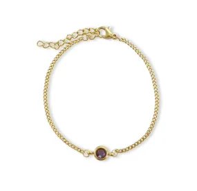 DELILAH GOLD DAINTY AMETHYST BIRTHSTONE BRACELET - FEBRUARY