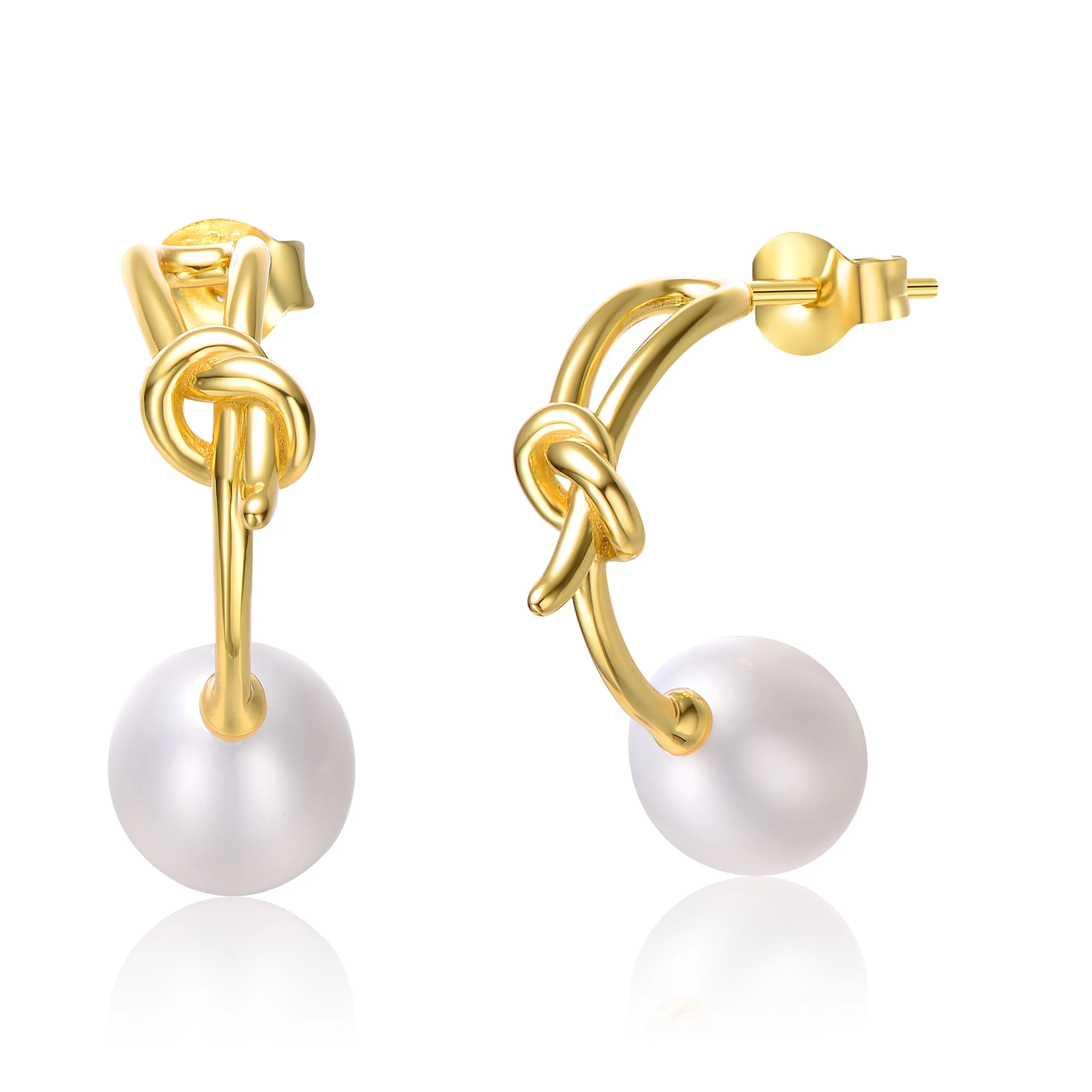 Delphine Golden Knot Pearl Earrings