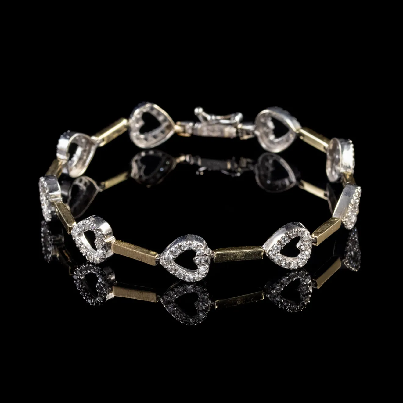 Diamond Heart Bracelet 14Ct Gold Platinum 2.25Ct Of Diamond