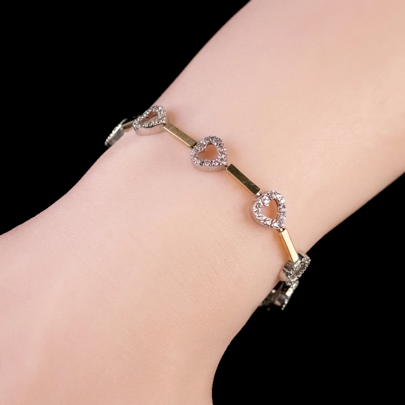 Diamond Heart Bracelet 14Ct Gold Platinum 2.25Ct Of Diamond