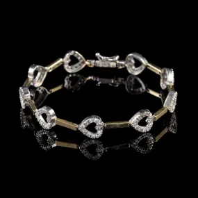 Diamond Heart Bracelet 14Ct Gold Platinum 2.25Ct Of Diamond